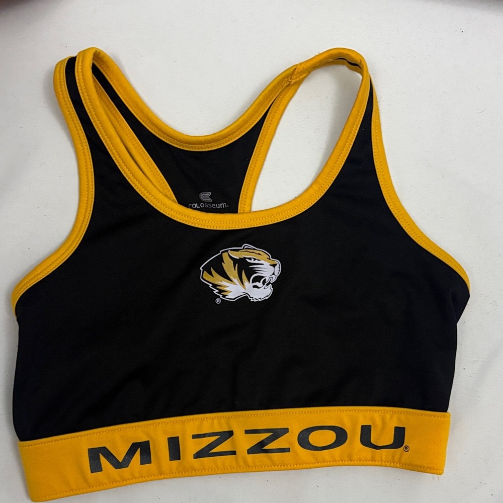Mizzou Sports Bra Missouri Tigers Size Small Colosseum Black Gold